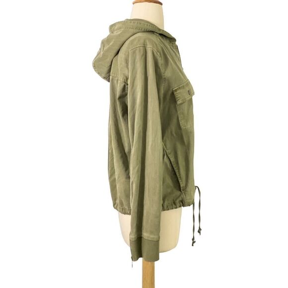 Chaser Women's M Hooded Utility Jacket Army Green Short Full Zip Tencel/Cotton - Picture 4 of 13